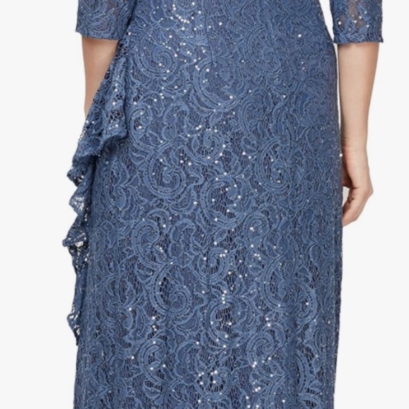 Alex Evenings Sequin Lace A-Line Gown in Wedgewood - Picture 3 of 3